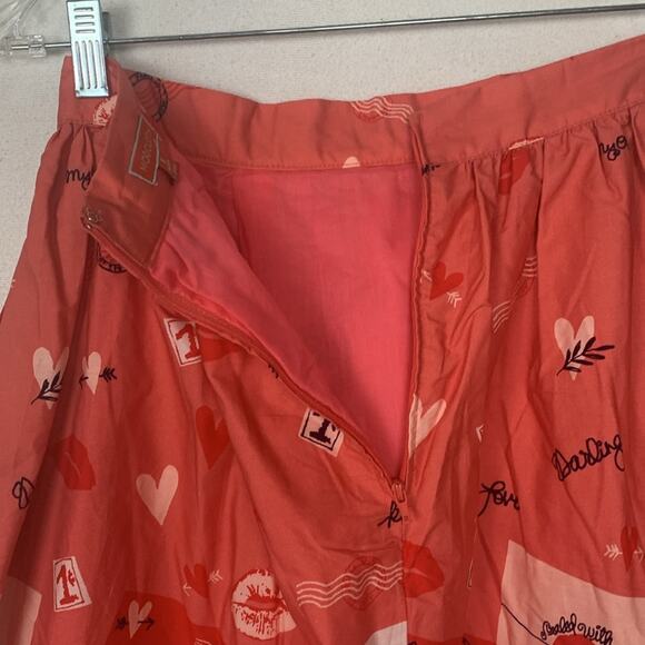 modcloth womens small postcard love skirt red teacher kawaii pink valentines - Picture 9 of 10